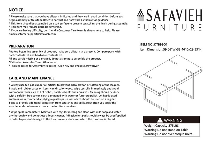 Safavieh Furniture Cael DTB9300 manual