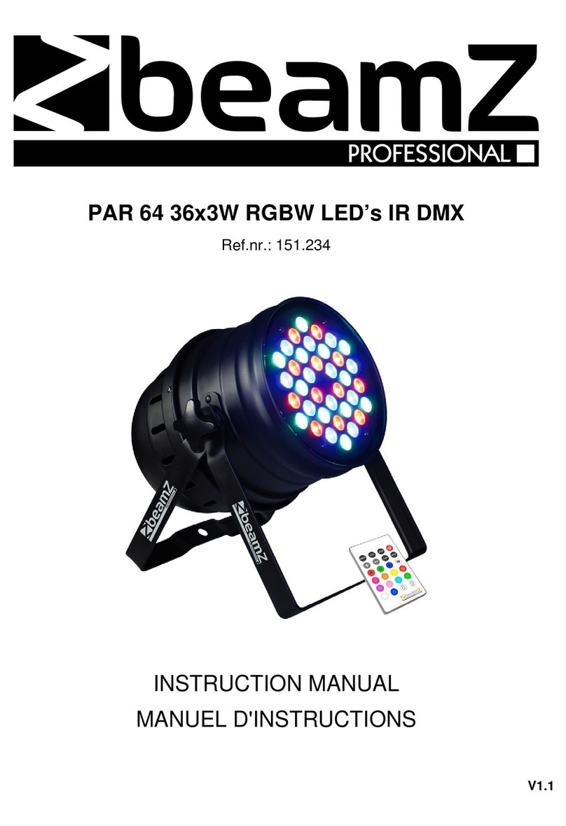Beamz professional PAR 64 36x3W RGBW LED's IR DMX User manual