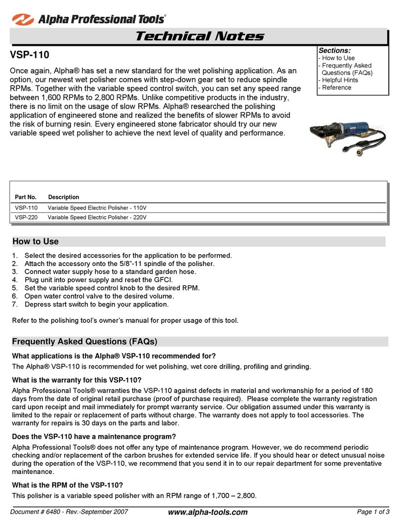 Alpha Professional Tools VSP-110 Technical notes