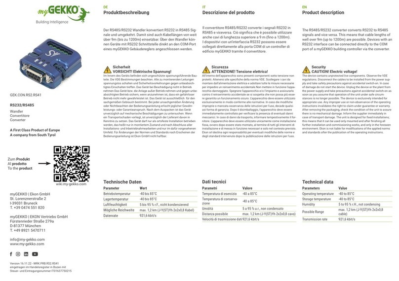 myGekko GEK.CON.RS2.RS41 quick start guide
