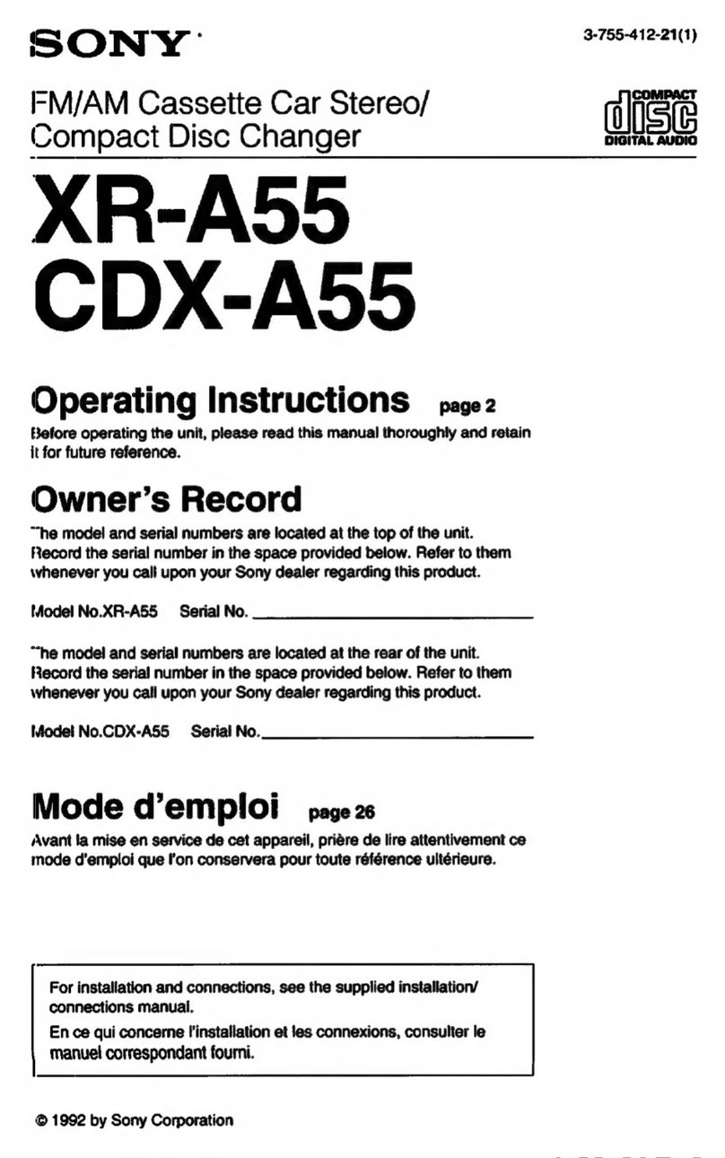 Sony XR-A55 - Fm/am Cassette Car Stereo User manual