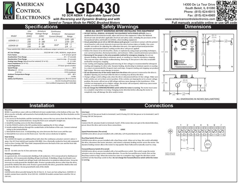 American Control Electronics LGD430 manual American Control Electronics LGD430 manual