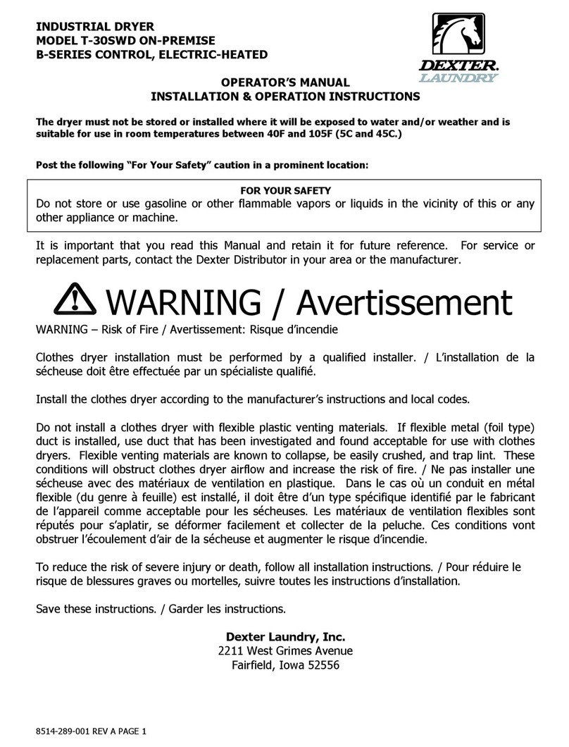 Dexter Laundry T-30SWD User manual