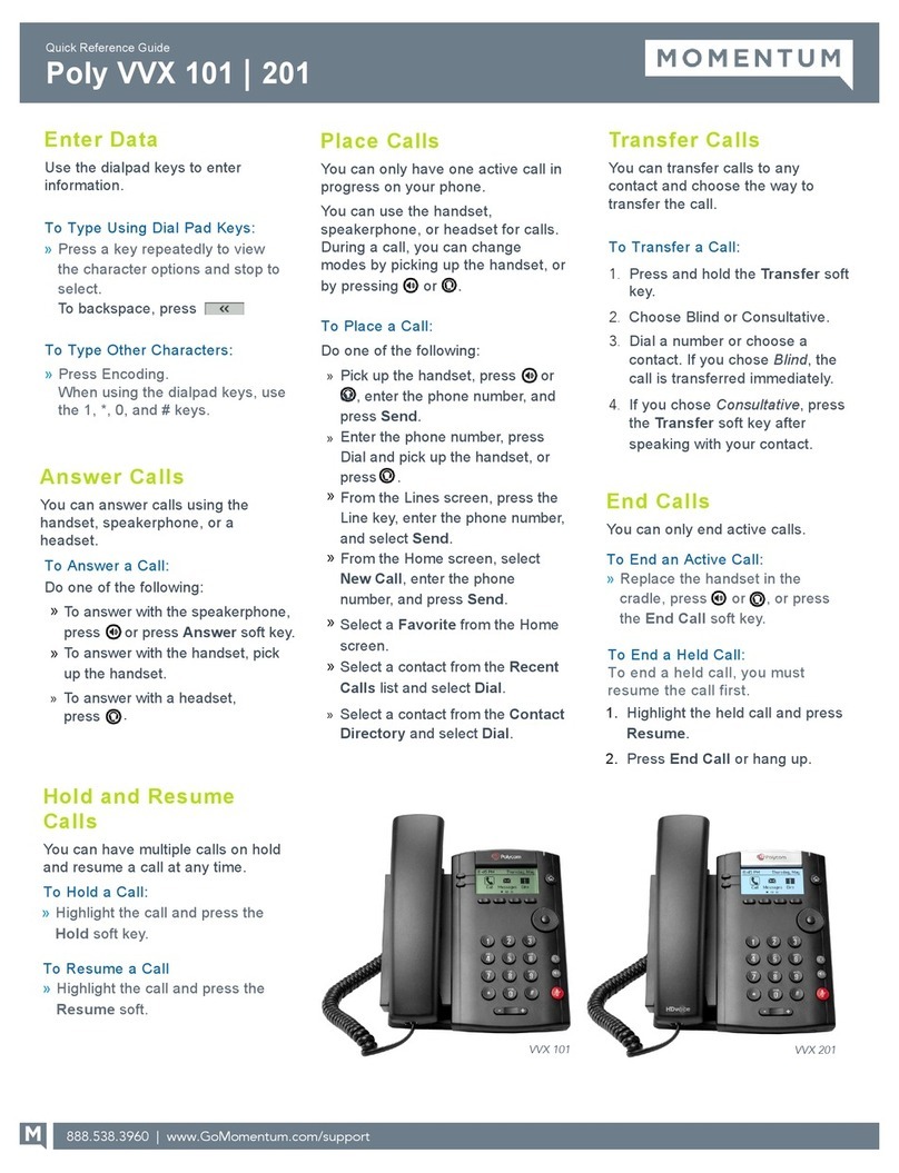 Poly VVX 101 Quick reference guide Poly VVX 101 Quick reference guide