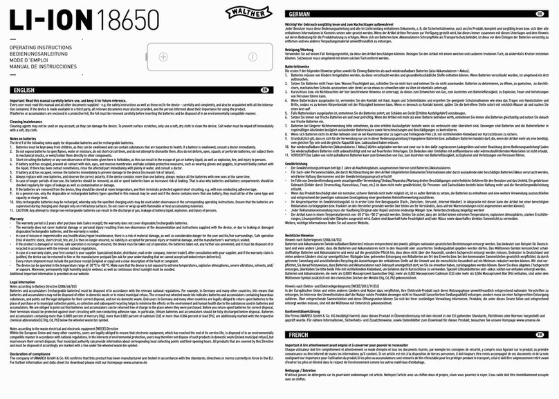 Walther LI-ION18650 operating instructions