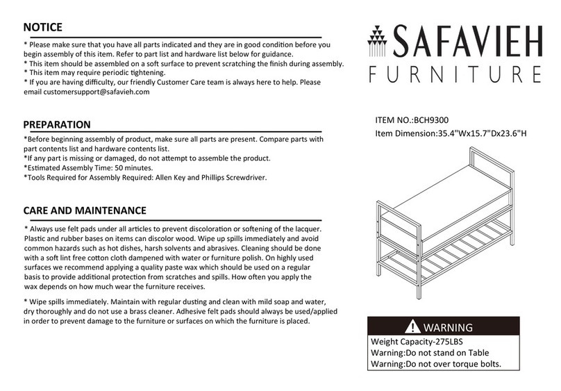 Safavieh Furniture Rhonwen BCH9300 manual
