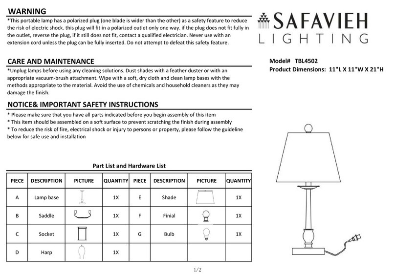 Safavieh Lighting Clysa TBL4502 User manual