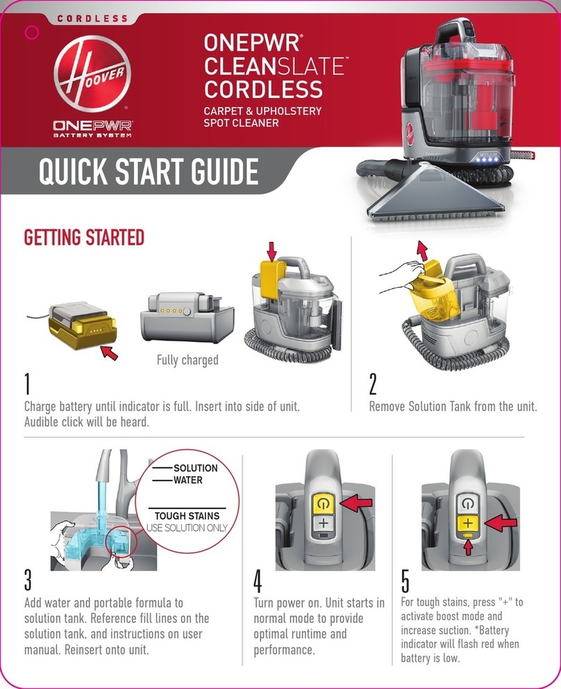 Hoover ONEPWR CLEANSLATE CORDLESS quick start guide