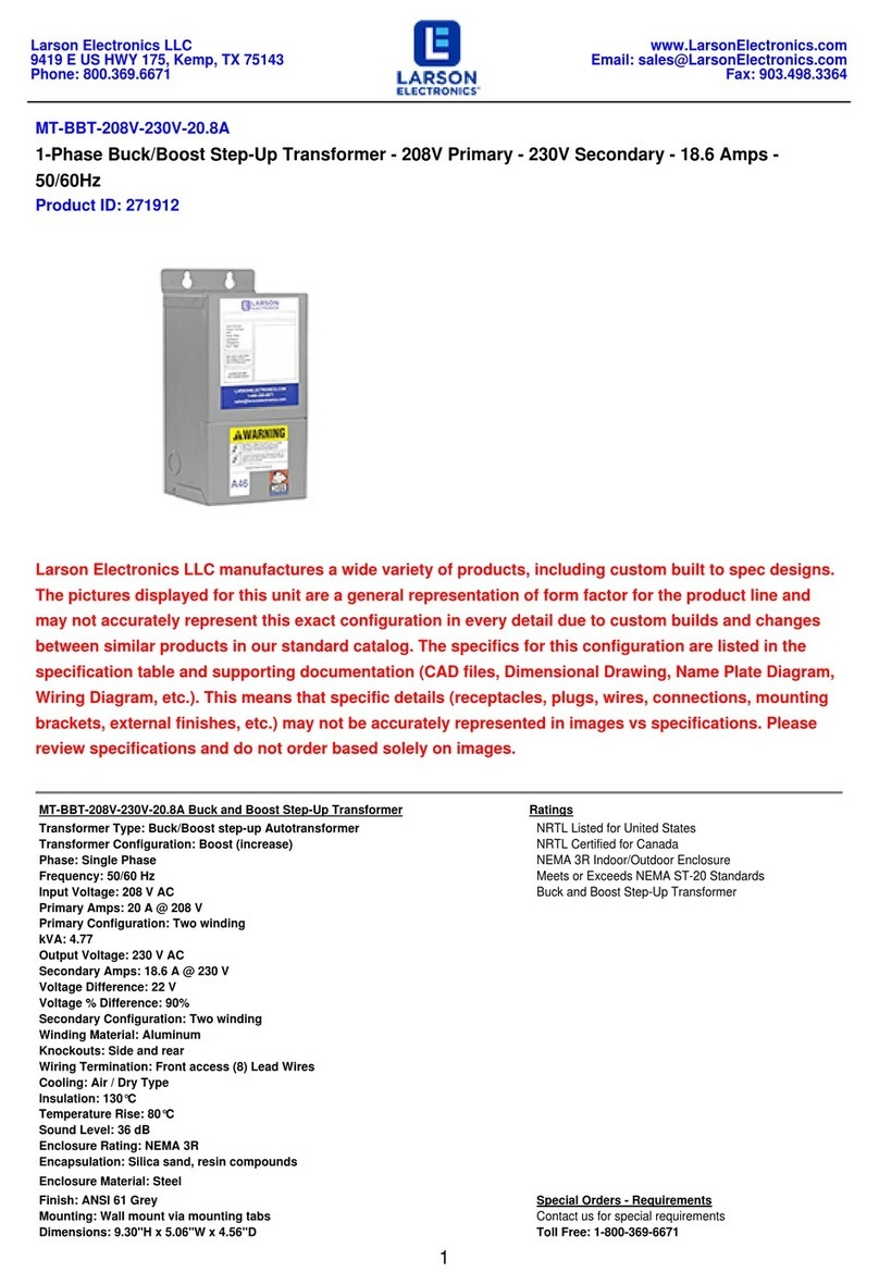 LARSON MT-BBT-208V-230V-20.8A manual