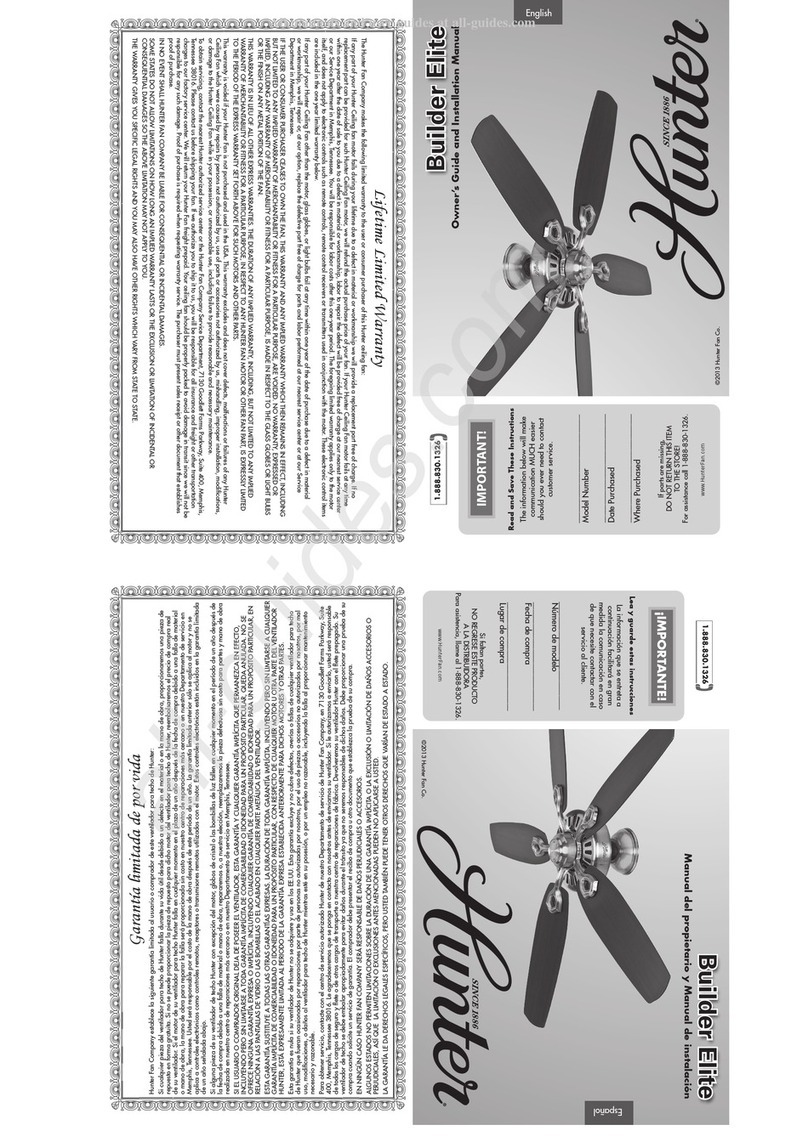 Hunter Builder Elite 53240 Owner's guide and installation manual