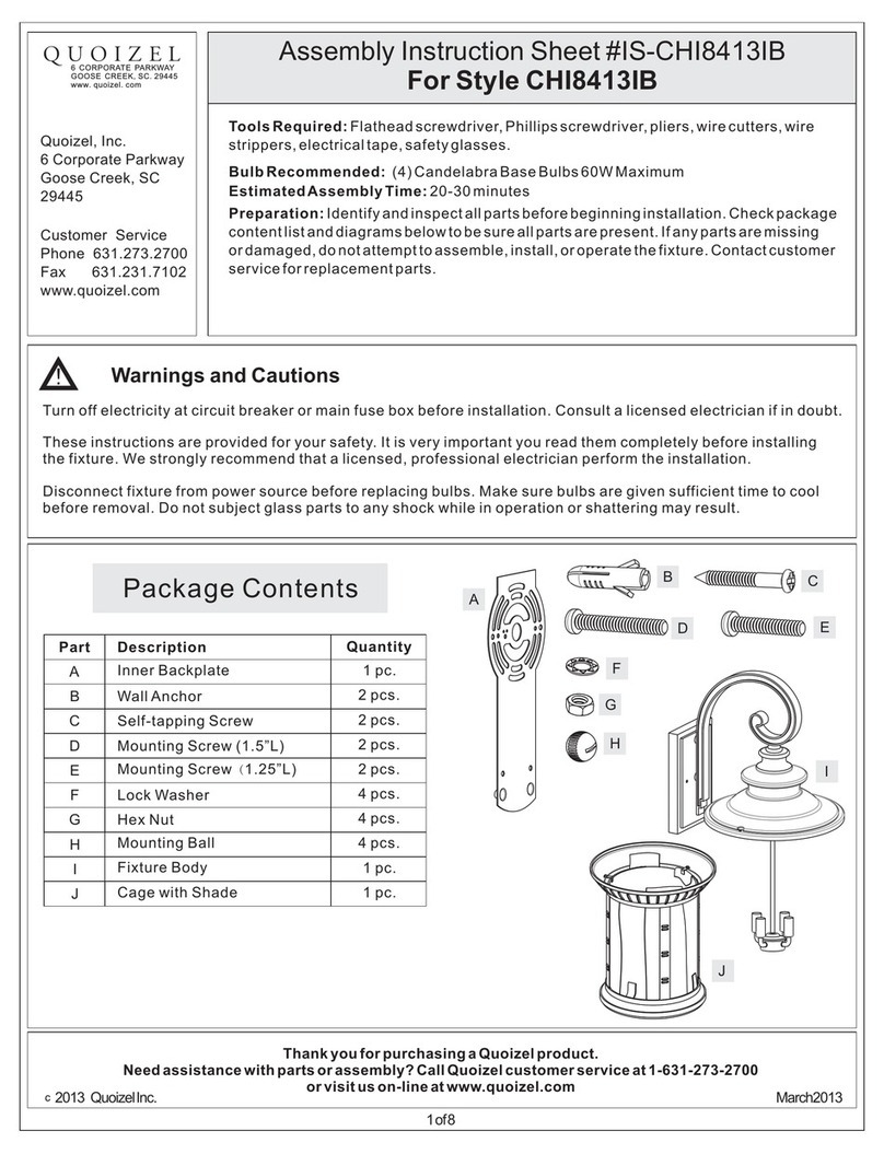 Quoizel CHI8413IB Assembly instruction sheet