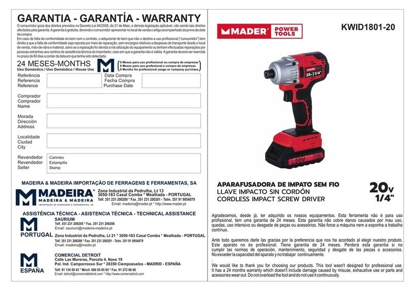 MADER KWID1801-20 manual