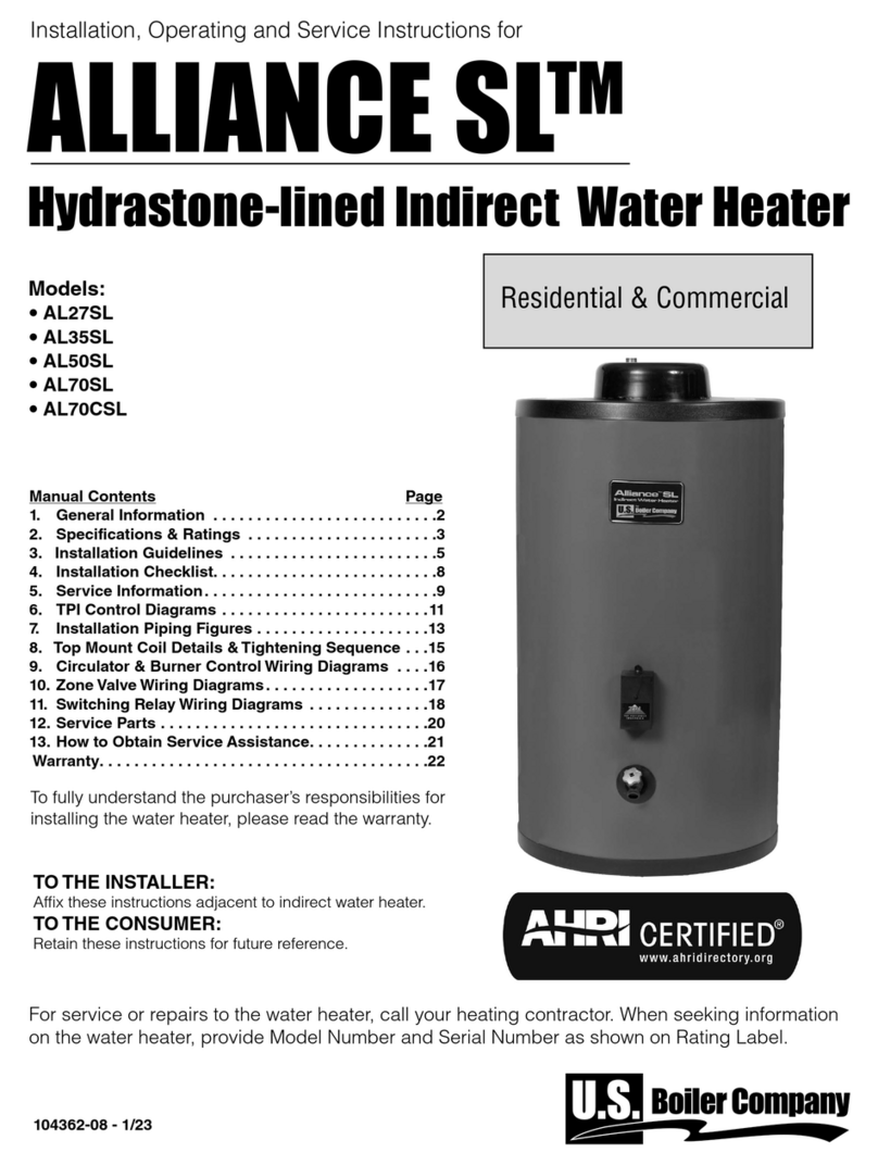 U.S. Boiler Company ALLIANCE SL AL27SL Installation, operating and service instructions