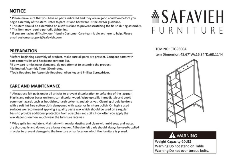 Safavieh Furniture ETG9300A quick start guide