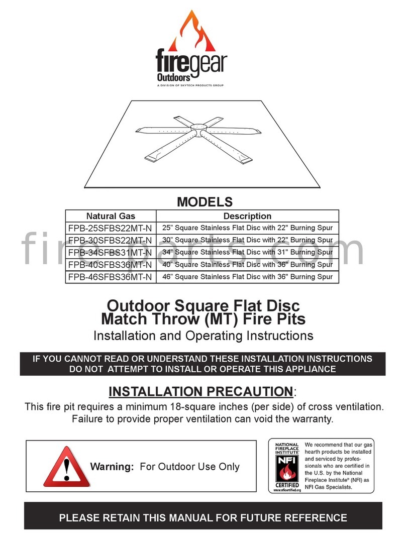 Skytech firegear FPB-25SFBS22MT-N Installation and operating instructions Skytech firegear FPB-25SFBS22MT-N Installation and operating instructions