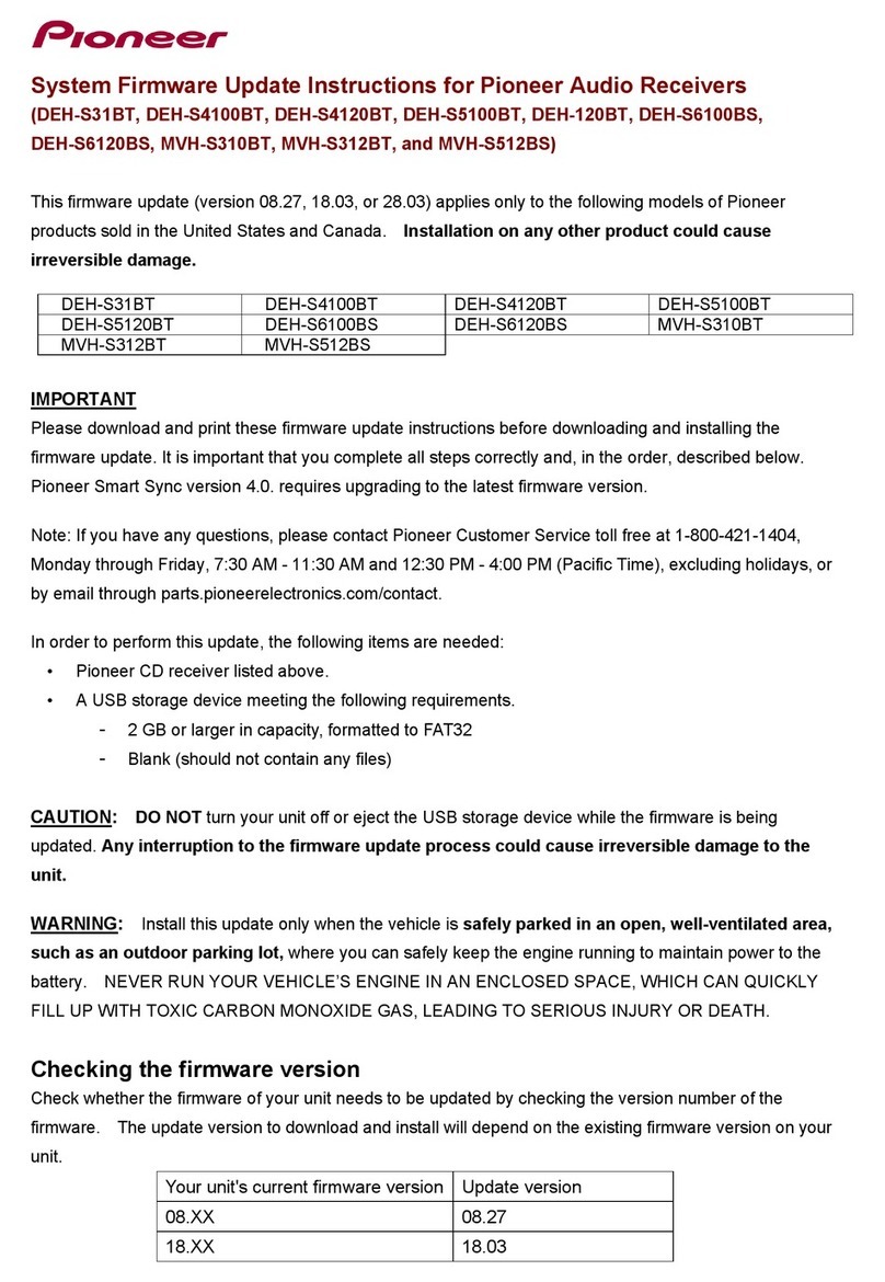 Pioneer DEH-S4120BT Firmware update instructions
