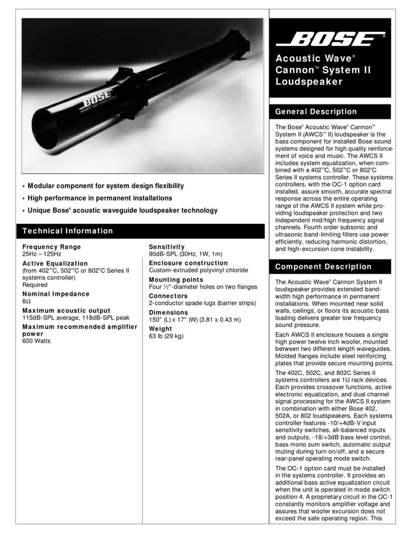 Bose Acoustic Wave Cannon System II User manual
