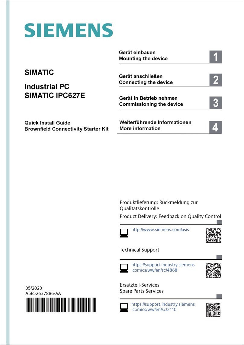 Siemens SIMATIC IPC627E Quick install guide