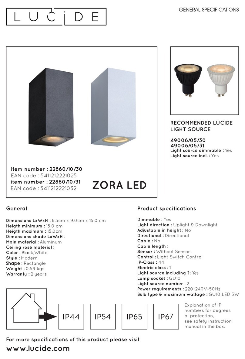 LUCIDE ZORA LED quick start guide
