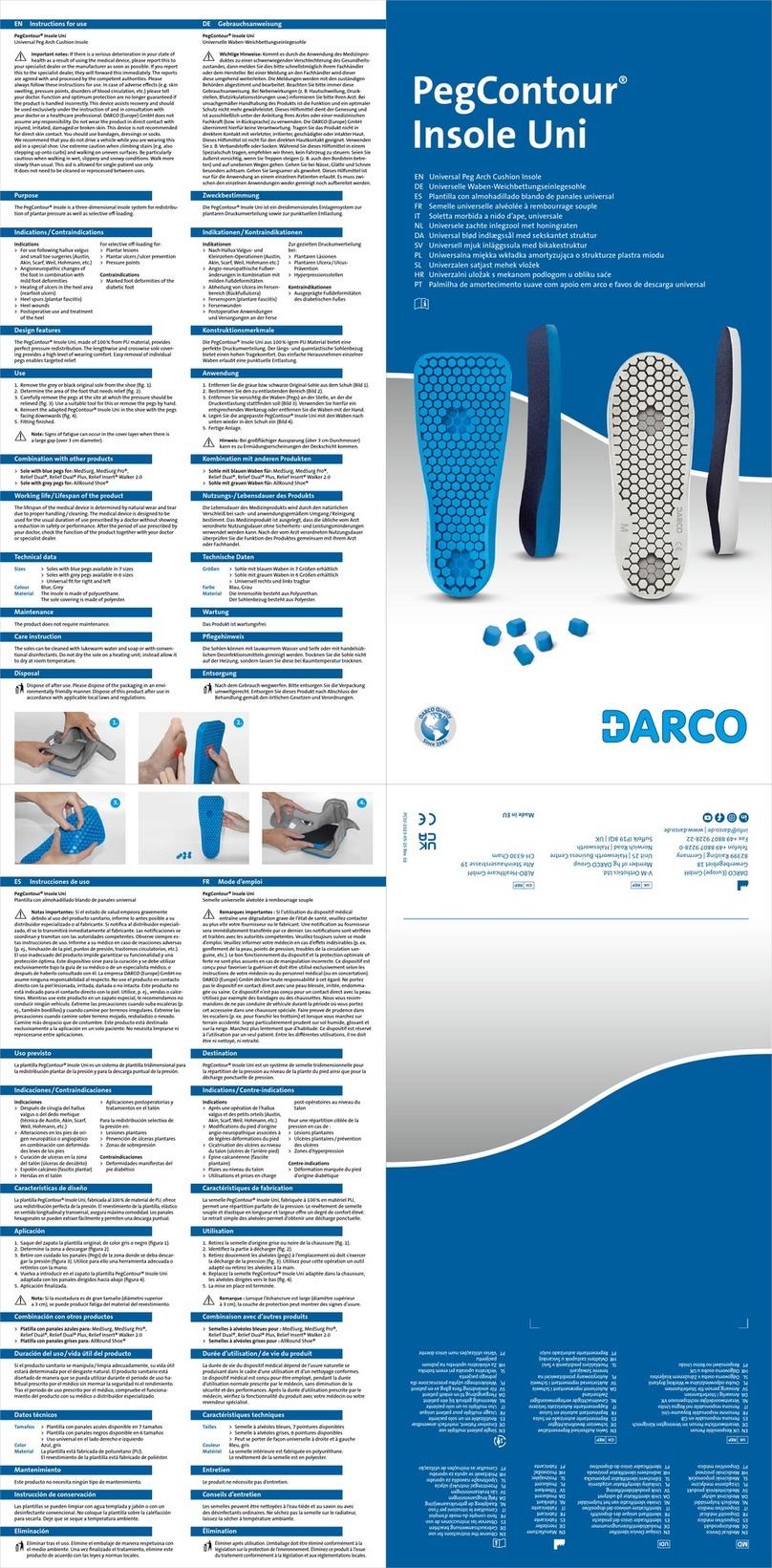 Darco PegContour Insole Uni quick start guide
