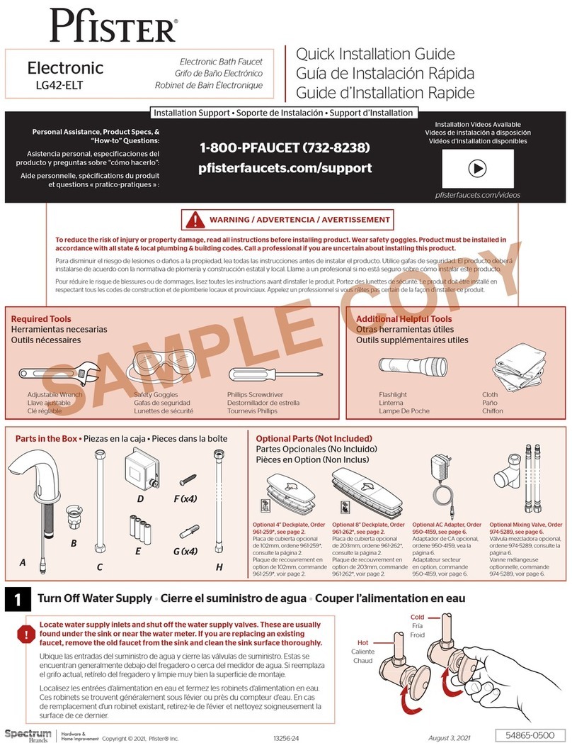 Spectrum Brands Pfister LG42-ELT Quick installation guide