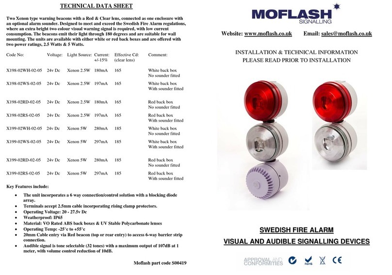 MOFLASH SIGNALLING X198-02WH-02-05 INSTALLATION & TECHNICAL INFORMATION