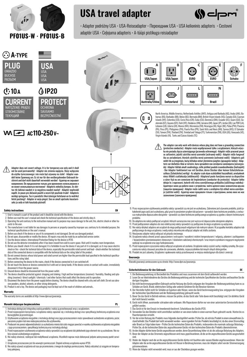 DPM PF01US-W quick start guide