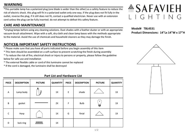 Safavieh SYUNA quick start guide