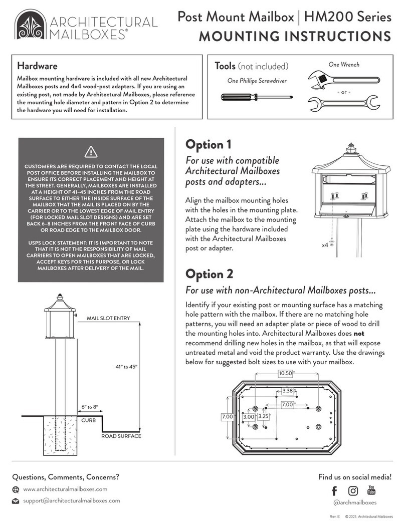 Architectural Mailboxes Hamilton HM200 Series Mounting instructions
