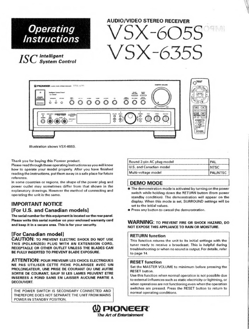 Pioneer VSX-605S User manual Pioneer VSX-605S User manual