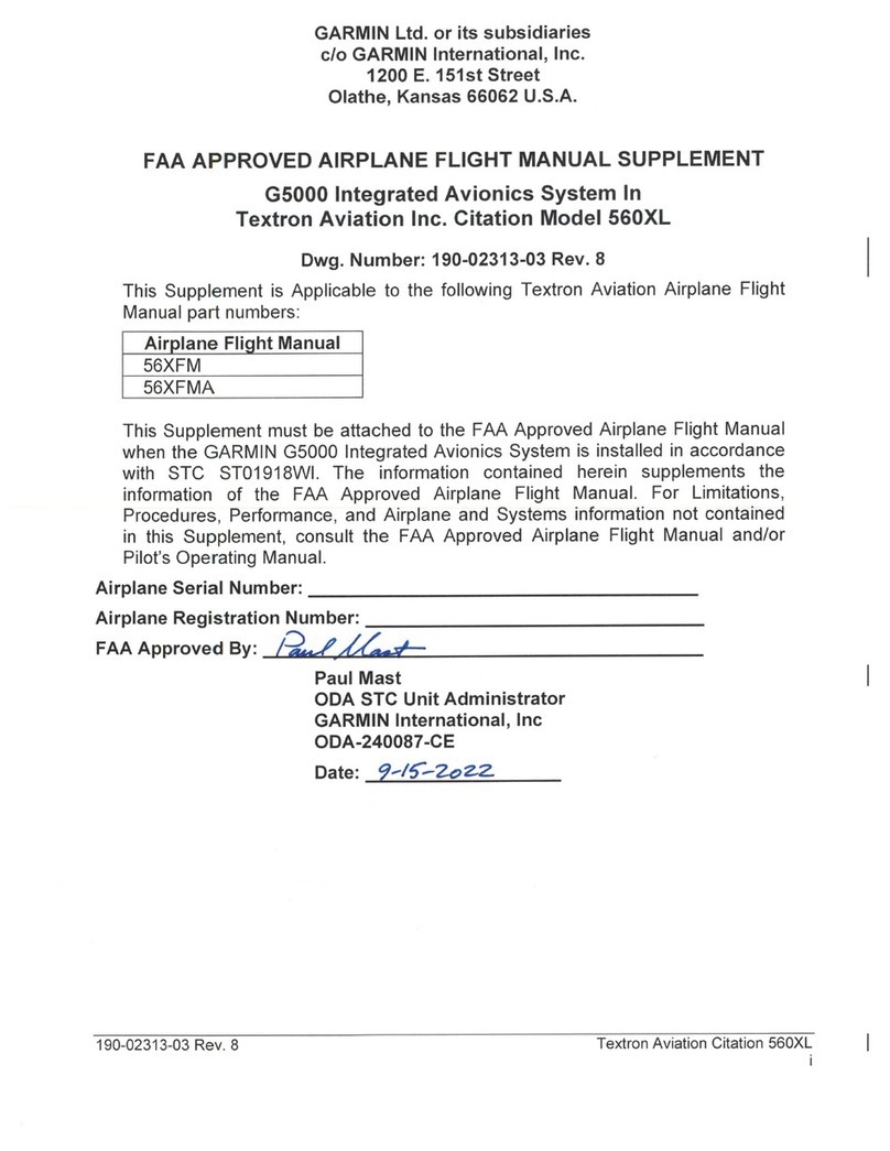 Garmin G5000 AIRPLANE FLIGHT MANUAL SUPPLEMENT
