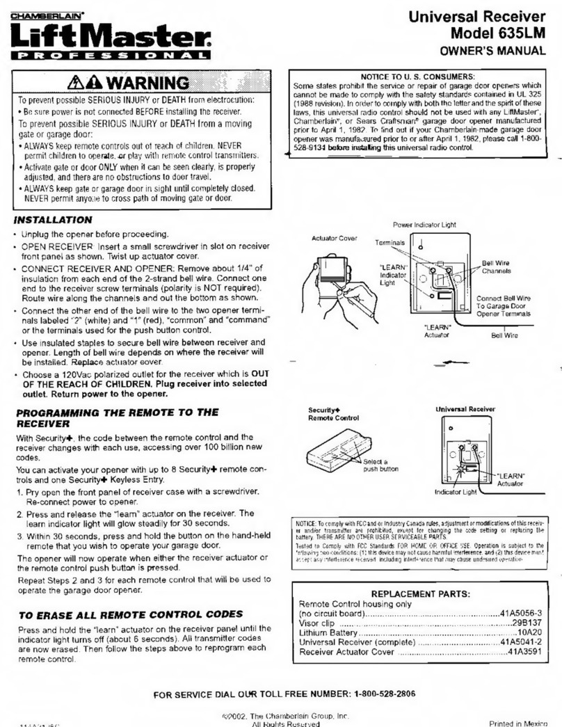 Chamberlain CHAMBERLAIN 635LM owner's manual