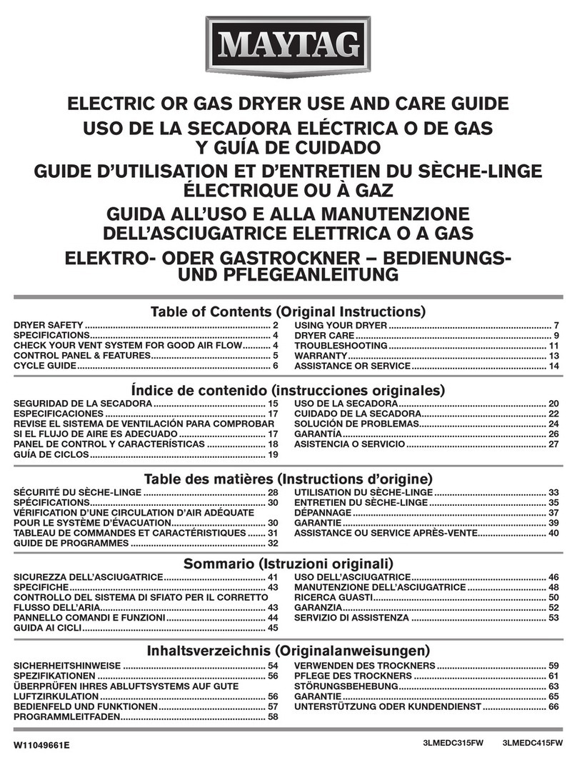 Maytag 3LMEDC315FW User manual