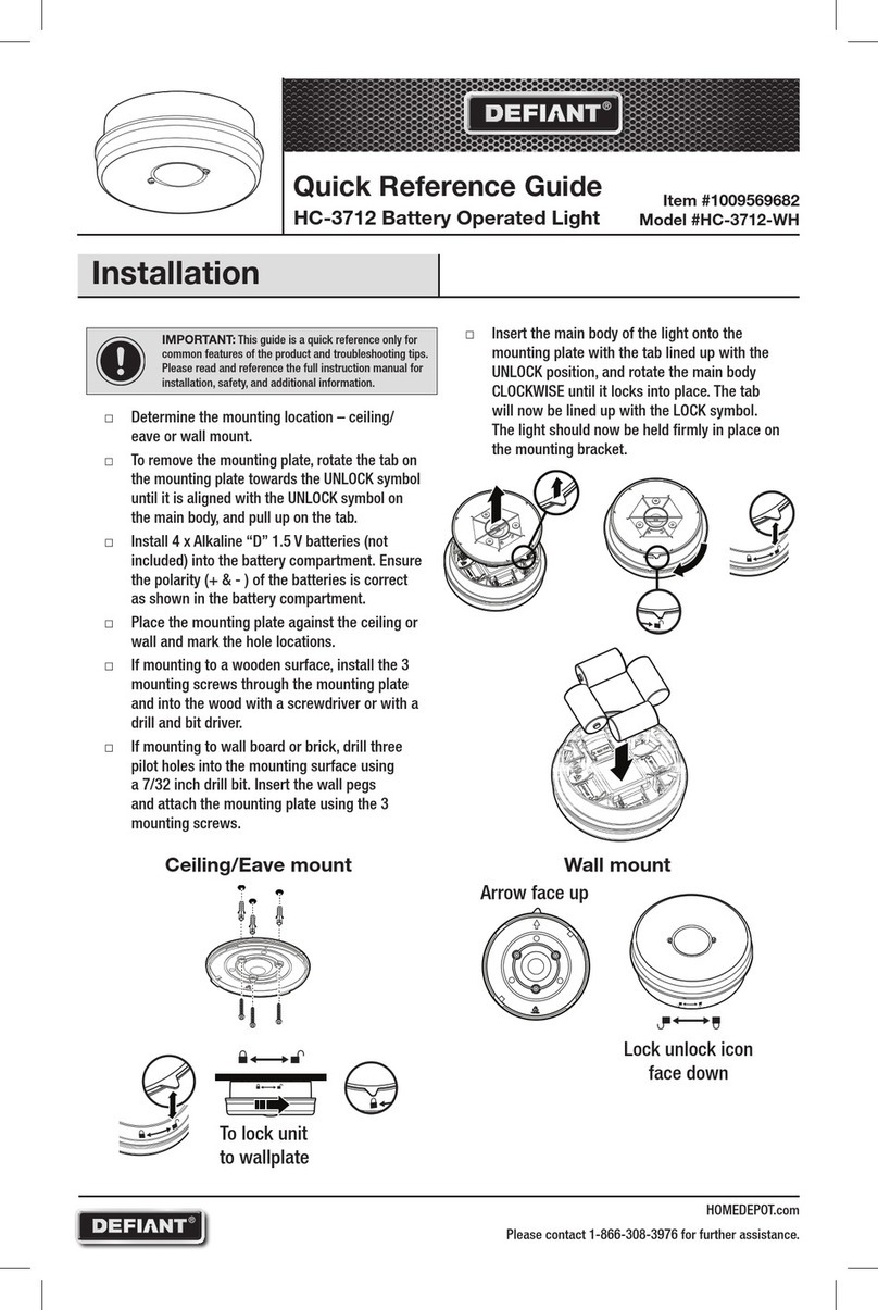 Defiant HC-3712-WH Quick reference guide