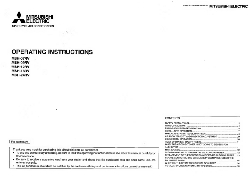 Mitsubishi Electric MSH-07RV Owner's manual