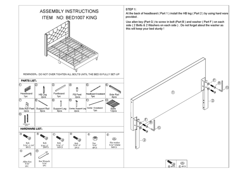 Husky BED1007 KING Assembly instructions