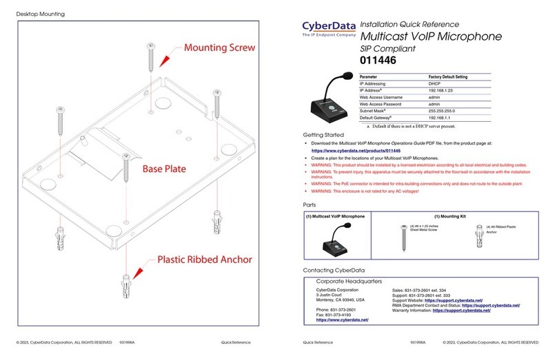CyberData 011446 Installation quick reference