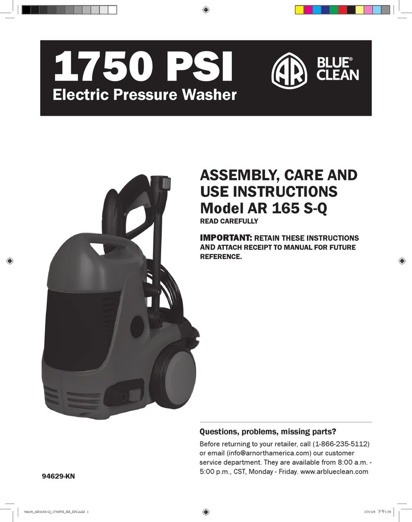 AR Blue Clean AR 165 S-Q Assembly, care and use instructions