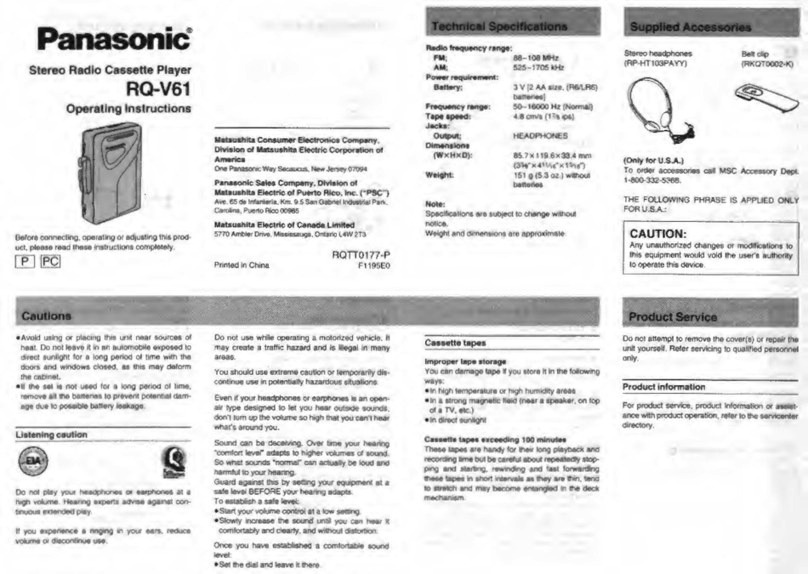Panasonic RQ-V61 User manual
