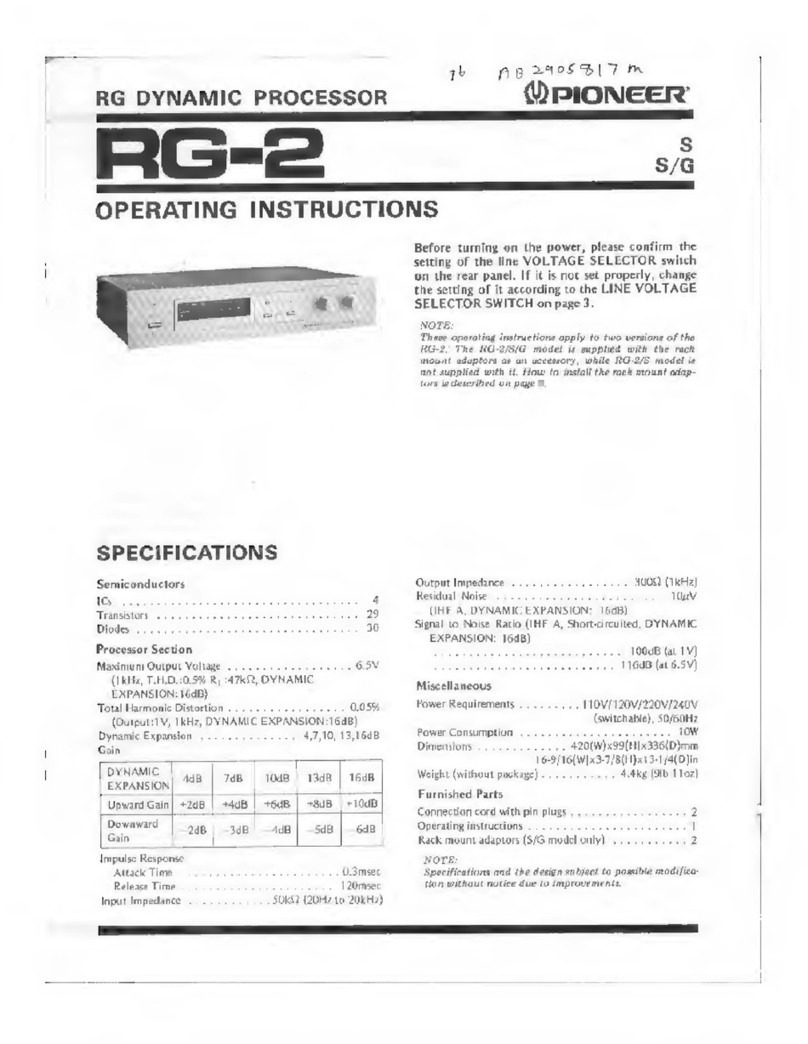 Pioneer RG-2 operating instructions