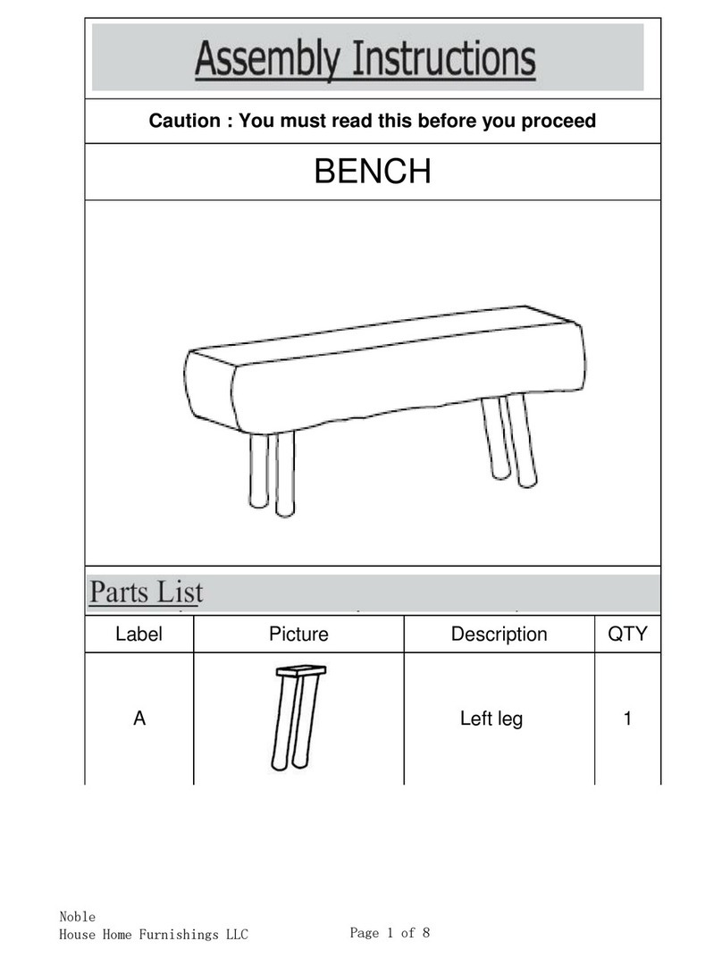 Noble House Home Furnishings Laveta Bench Assembly instructions Noble House Home Furnishings Laveta Bench Assembly instructions