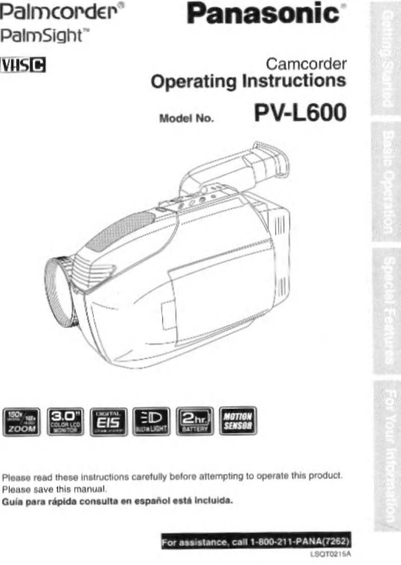Panasonic Palmcorder Palmsight PV-L600 User manual Panasonic Palmcorder Palmsight PV-L600 User manual