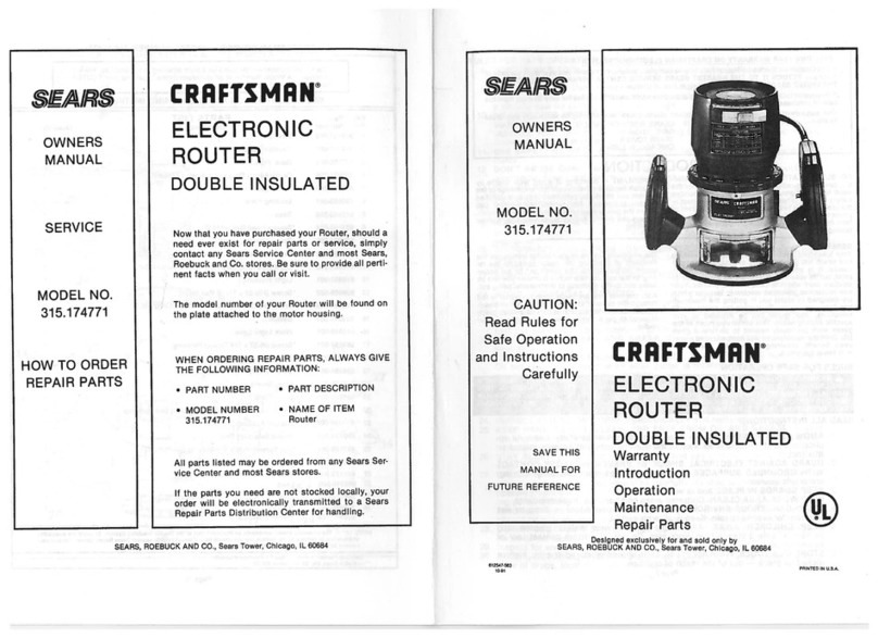 Sears CRAFTSMAN 315.174771 owner's manual