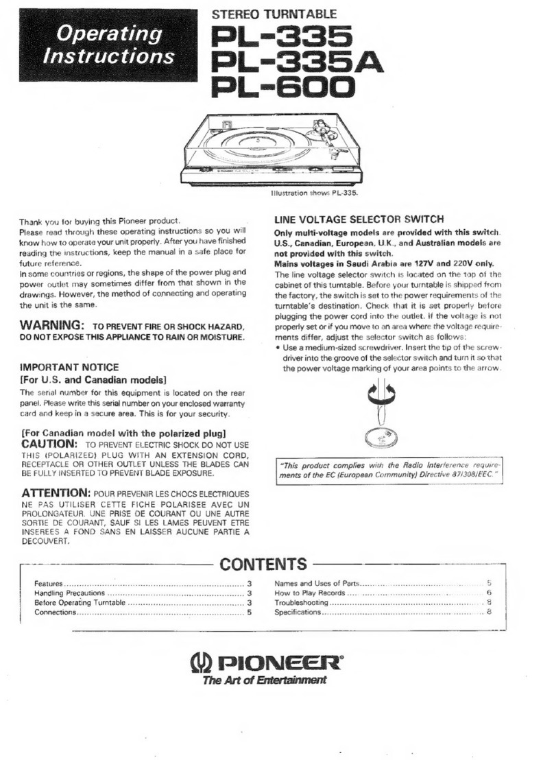 Pioneer PL-600 User manual