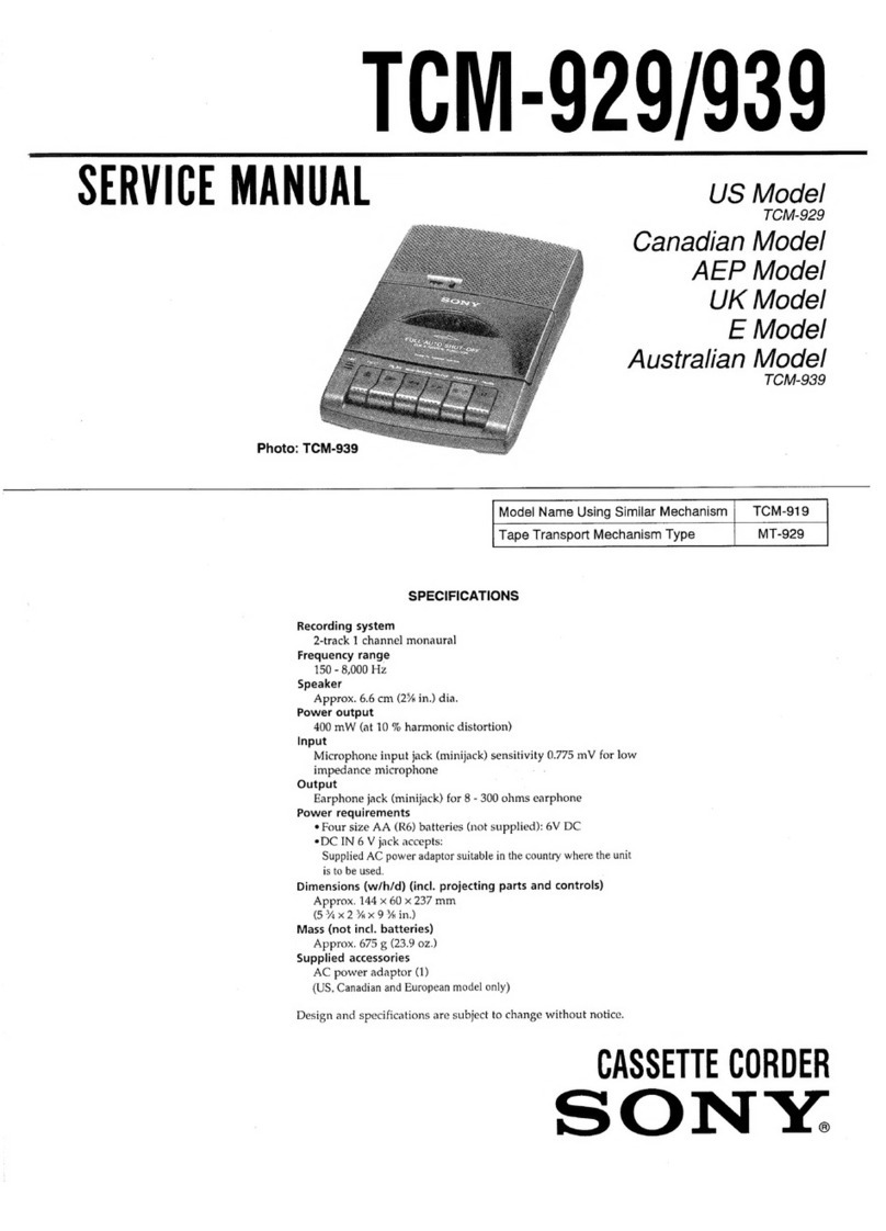 Sony Pressman TCM-929 User manual Sony Pressman TCM-929 User manual