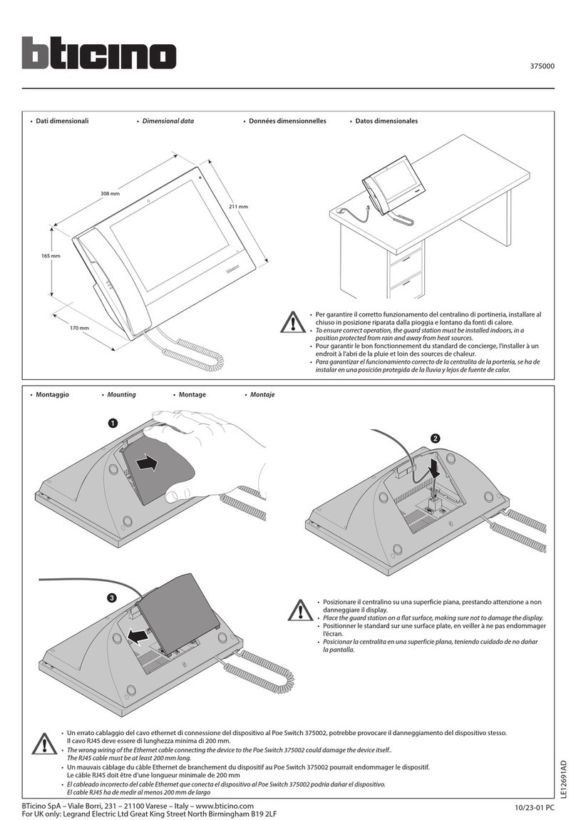 Bticino 375000 quick start guide