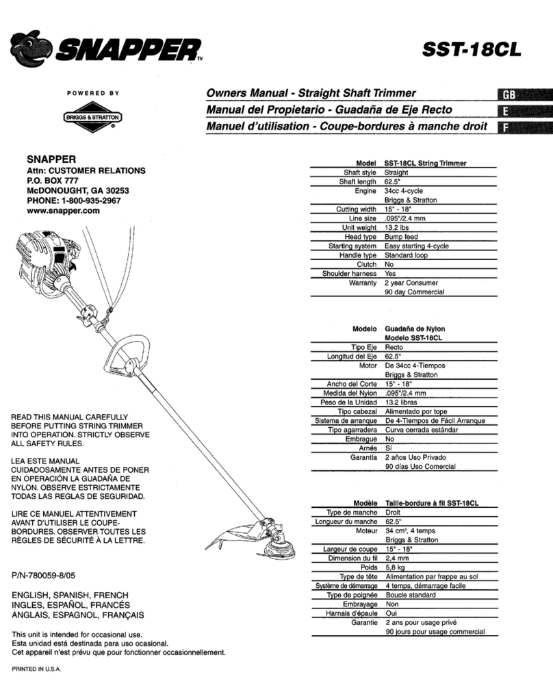 Briggs & Stratton SNAPPER SST-18CL User manual