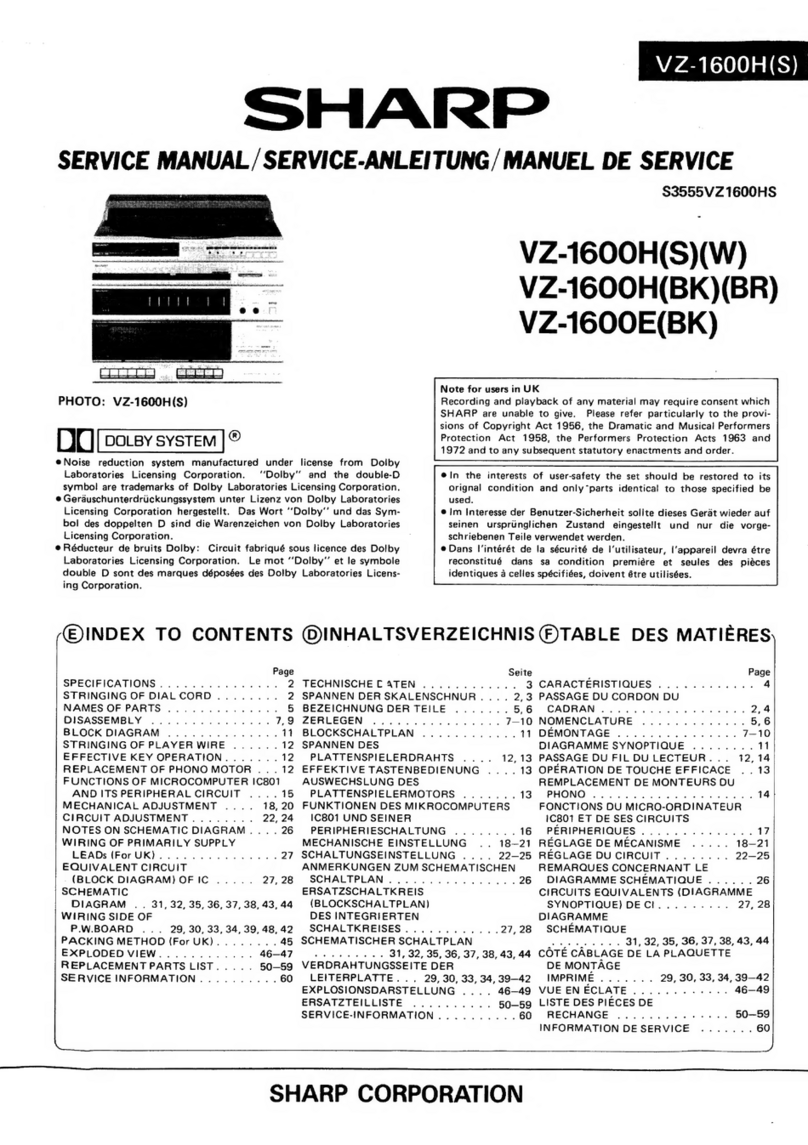 Sharp VZ-1600H(S) User manual Sharp VZ-1600H(S) User manual