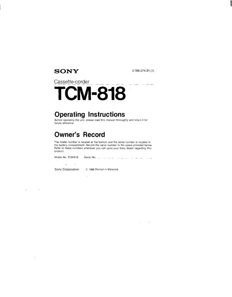 Sony TCM-818 User manual Sony TCM-818 User manual