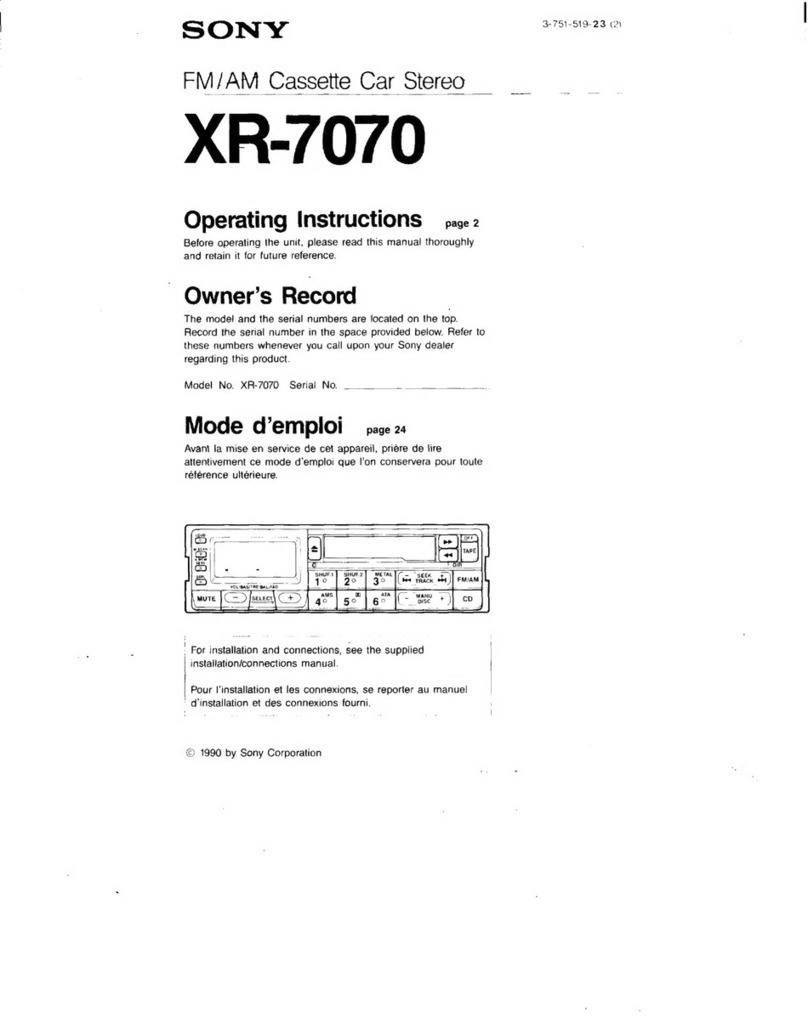 Sony XR-7070 operating instructions